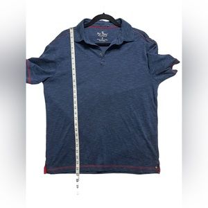 Nat Nast PoloShirt Mens Size M Blue Heathered short sleeve Collar Red Trim